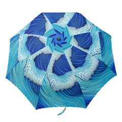 Waves Blue Ocean Folding Umbrellas by GardenOfOphir