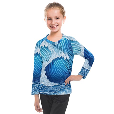 Beach Wave Kids  Long Mesh Tee by GardenOfOphir