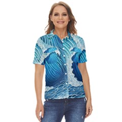 Beach Wave Women s Short Sleeve Double Pocket Shirt