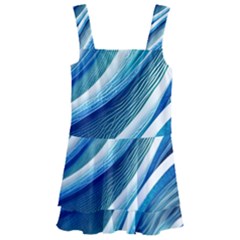 Blue Ocean Waves Kids  Layered Skirt Swimsuit by GardenOfOphir