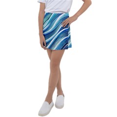 Blue Ocean Waves Kids  Tennis Skirt by GardenOfOphir