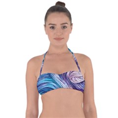 Abstract Pastel Ocean Waves Halter Bandeau Bikini Top