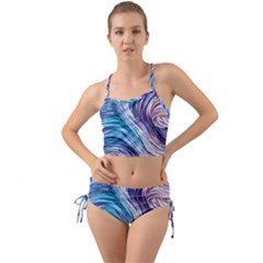 Abstract Pastel Ocean Waves Mini Tank Bikini Set by GardenOfOphir