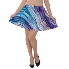 Abstract Pastel Ocean Waves Velvet Skater Skirt by GardenOfOphir