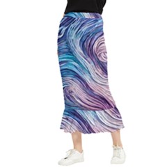 Abstract Pastel Ocean Waves Maxi Fishtail Chiffon Skirt by GardenOfOphir