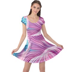 Pink Water Waves Cap Sleeve Dress by GardenOfOphir