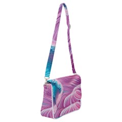 Pink Water Waves Shoulder Bag With Back Zipper by GardenOfOphir