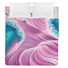 Pink Water Waves Duvet Cover Double Side (queen Size) by GardenOfOphir