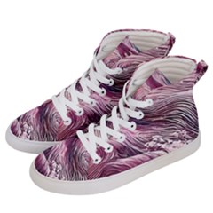 Abstract Pink Ocean Waves Women s Hi-top Skate Sneakers by GardenOfOphir