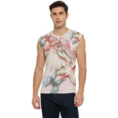 Glory Floral Exotic Butterfly Exquisite Fancy Pink Flowers Men s Raglan Cap Sleeve Tee by Jancukart