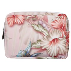 Glory Floral Exotic Butterfly Exquisite Fancy Pink Flowers Make Up Pouch (medium)