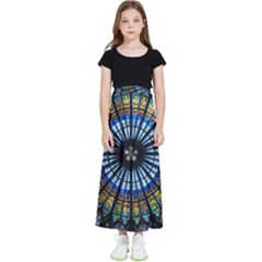 Mandala Floral Wallpaper Rose Window Strasbourg Cathedral France Kids  Flared Maxi Skirt by Jancukart