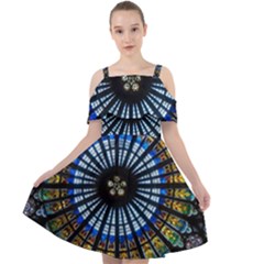 Mandala Floral Wallpaper Rose Window Strasbourg Cathedral France Cut Out Shoulders Chiffon Dress