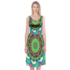 Artistic Pattern Mandala Midi Sleeveless Dress by Jancukart