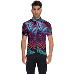 Floral Digital Art Tongue Out Men s Short Sleeve Cycling Jersey