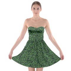 Leafy Elegance Botanical Pattern Strapless Bra Top Dress by dflcprintsclothing