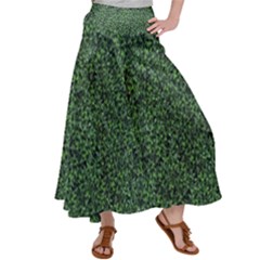 Leafy Elegance Botanical Pattern Satin Palazzo Pants by dflcprintsclothing