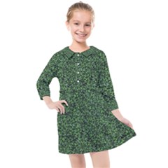 Leafy Elegance Botanical Pattern Kids  Quarter Sleeve Shirt Dress by dflcprintsclothing