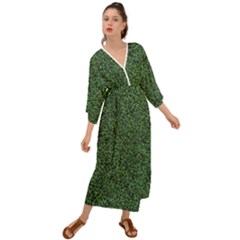 Leafy Elegance Botanical Pattern Grecian Style  Maxi Dress