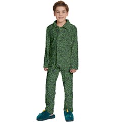 Leafy Elegance Botanical Pattern Kids  Long Sleeve Velvet Pajamas Set by dflcprintsclothing