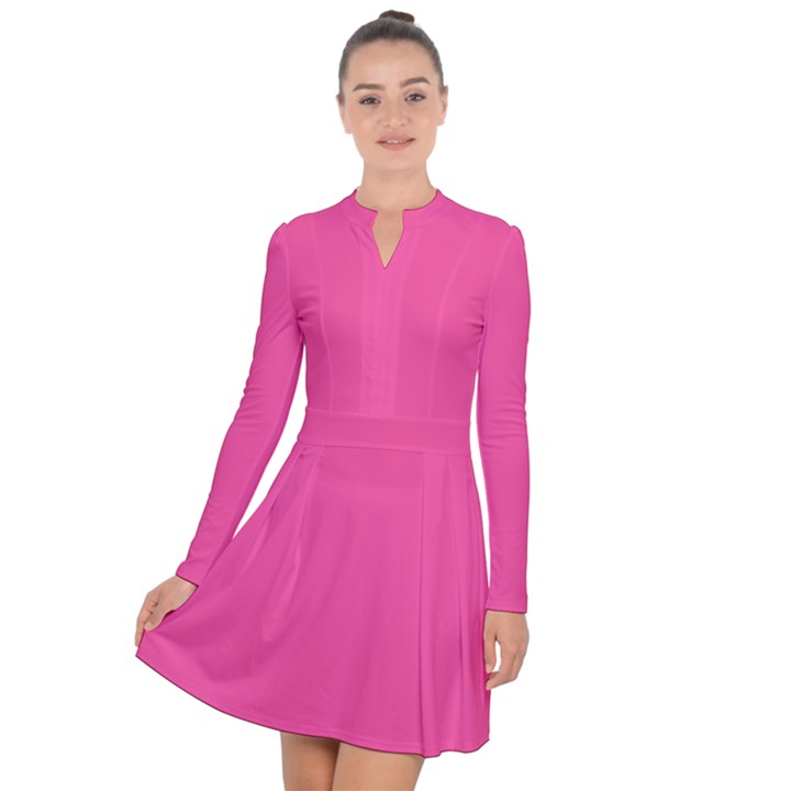 Brilliant Rose Pink	 - 	Long Sleeve Panel Dress