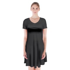 Eerie Black	 - 	short Sleeve V-neck Flare Dress by ColorfulDresses