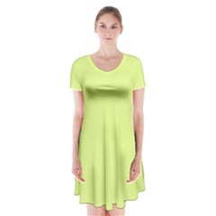 Mindaro Green	 - 	short Sleeve V-neck Flare Dress