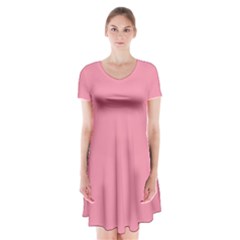 Berry Ice	 - 	short Sleeve V-neck Flare Dress
