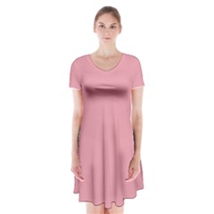 Pink Daisy	 - 	short Sleeve V-neck Flare Dress