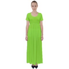 Chartreuse Green	 - 	high Waist Short Sleeve Maxi Dress by ColorfulDresses