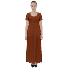 Burnt Orange	 - 	high Waist Short Sleeve Maxi Dress by ColorfulDresses