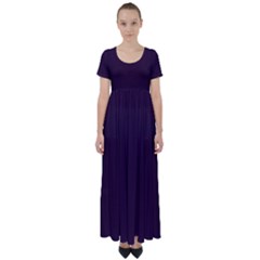 Eggplant Purple	 - 	high Waist Short Sleeve Maxi Dress by ColorfulDresses