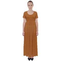 Ochre Orange	 - 	high Waist Short Sleeve Maxi Dress by ColorfulDresses