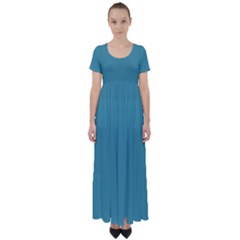 Turkish Blue	 - 	high Waist Short Sleeve Maxi Dress by ColorfulDresses