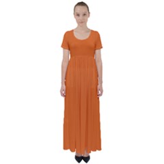 Popsicle Orange	 - 	high Waist Short Sleeve Maxi Dress by ColorfulDresses