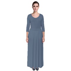 Dark Electric Grey	 - 	quarter Sleeve Maxi Dress by ColorfulDresses