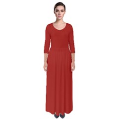 Apple Red	 - 	quarter Sleeve Maxi Dress