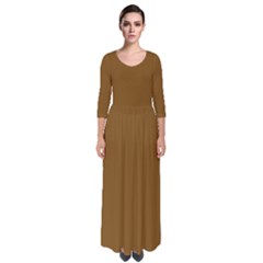 Dirt Brown	 - 	quarter Sleeve Maxi Dress by ColorfulDresses