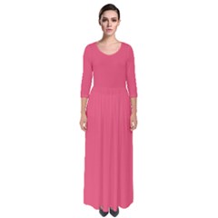 Punch Pink	 - 	quarter Sleeve Maxi Dress by ColorfulDresses