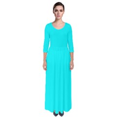 Spanish Sky Blue	 - 	quarter Sleeve Maxi Dress by ColorfulDresses