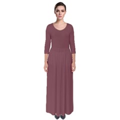 Ruby Wine Brown	 - 	quarter Sleeve Maxi Dress