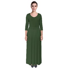 Dark Forest Green	 - 	quarter Sleeve Maxi Dress by ColorfulDresses