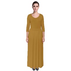 Dark Goldenrod	 - 	quarter Sleeve Maxi Dress by ColorfulDresses