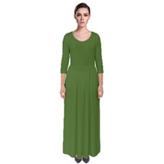 Dark Moss Green	 - 	quarter Sleeve Maxi Dress by ColorfulDresses
