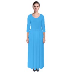 Deep Sky Blue	 - 	quarter Sleeve Maxi Dress by ColorfulDresses