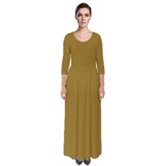 Drab Brown	 - 	quarter Sleeve Maxi Dress