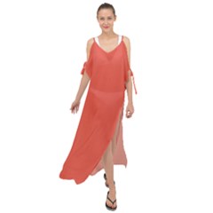 Fire Opal Red	 - 	maxi Chiffon Cover Up Dress by ColorfulDresses