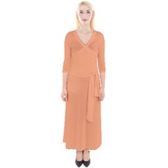 Cantaloupe Orange	 - 	Quarter Sleeve Wrap Maxi Dress