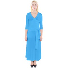 Deep Sky Blue	 - 	quarter Sleeve Wrap Maxi Dress by ColorfulDresses