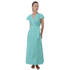 Soft Turquoise	 - 	flutter Sleeve Maxi Dress